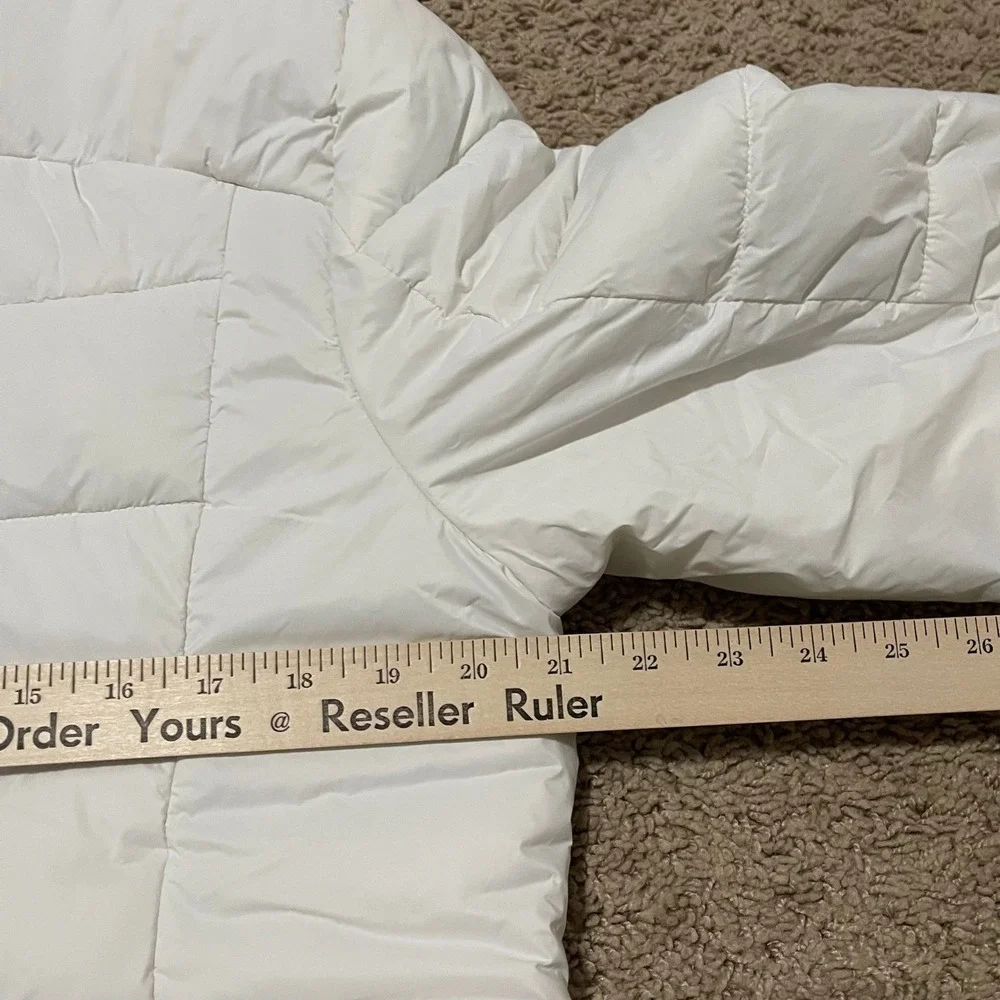 Spyder Puffer Jacket Womens Large Bright White Hooded Quilted Full Zip Ski NEW